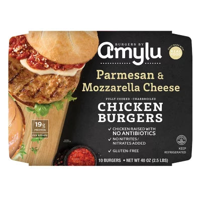 AMYLU CARAMALIZED ONION & AGED WHITE CHEDDAR CHICKEN BURGER