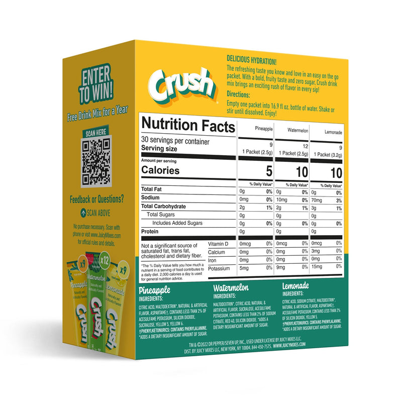 CRUSH TO GO VARIETY PACK - PINEAPPLE, WATERMELON, LEMONADE