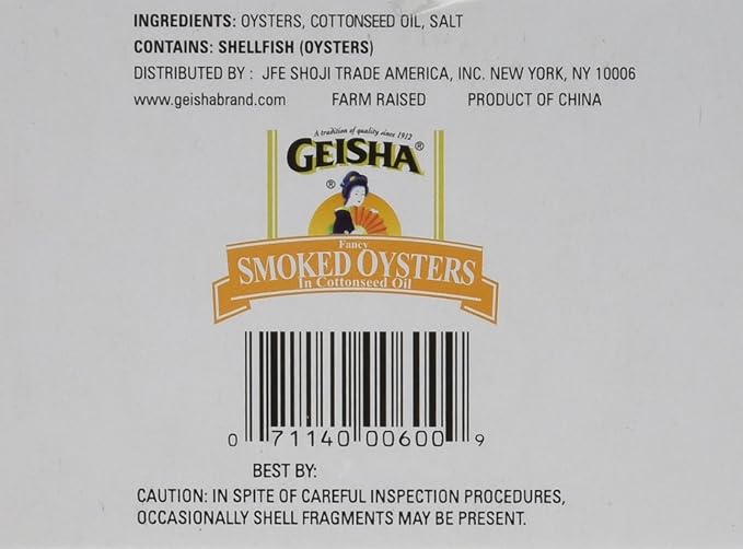 GEISHA SMOKED OYSTERS IN SOYBEAN OIL