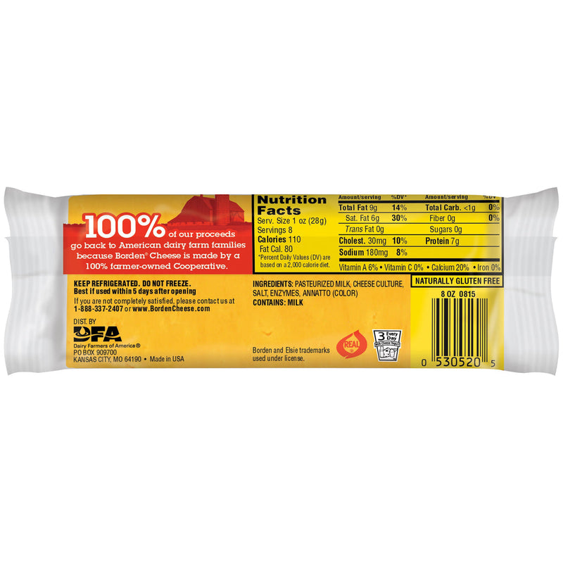 BORDEN DAIRY MEDIUM CHEDDAR CHUNK CHEESE BLOCK