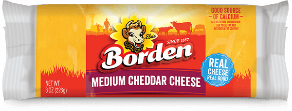 BORDEN DAIRY MEDIUM CHEDDAR CHUNK CHEESE BLOCK