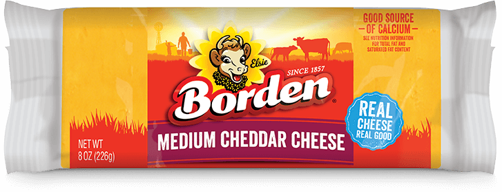 BORDEN DAIRY MEDIUM CHEDDAR CHUNK CHEESE BLOCK