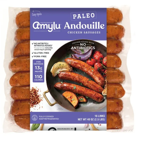 AMYLU PALEO ANDOUILLE CHICKEN SAUSAGES