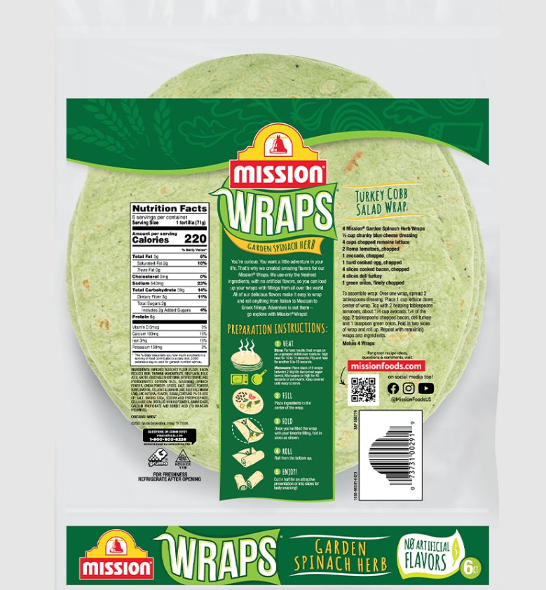 MISSION SPINACH WRAPS