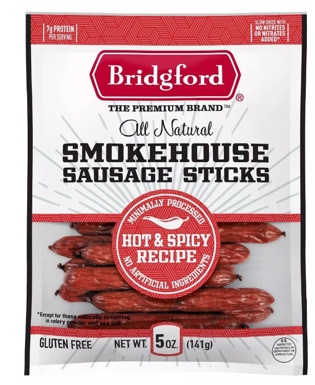 BRIDGFORD SMOKEHOUSE SAUSAGE STICKS HOT & SPICY