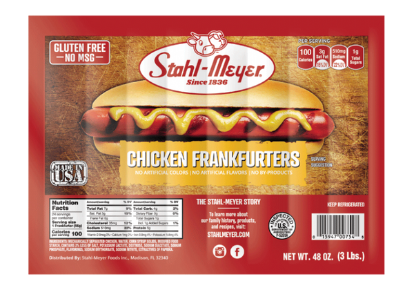 STAHL MEYER CHICKEN FRANKS 3LB FAMILY PACK