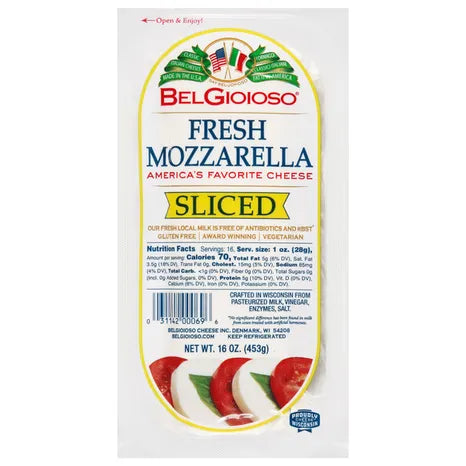 BELGIOIOSO FRESH MOZZARELLA LOG - SLICED