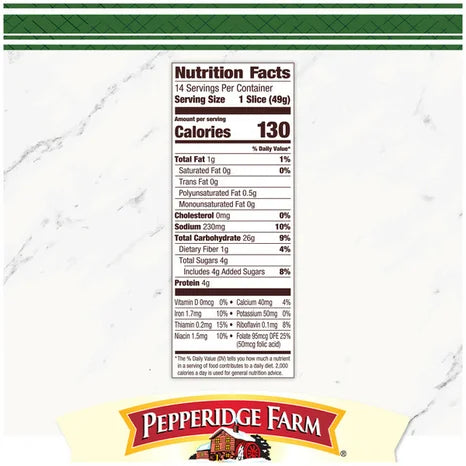 PEPPERIDGE FARM HEARTY WHITE BREAD