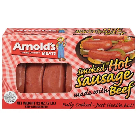 ARNOLDS (CAROLINE) SMOKED HOT BEEF SAUSAGE